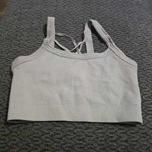 Yogalicious Claire Bra Tank Womens Small Grey Ribbed Seamless Strappy Back